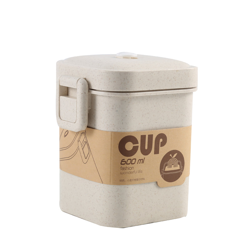Wheat Straw Lunch Box — 600ml Eco-Friendly, Microwave-Safe