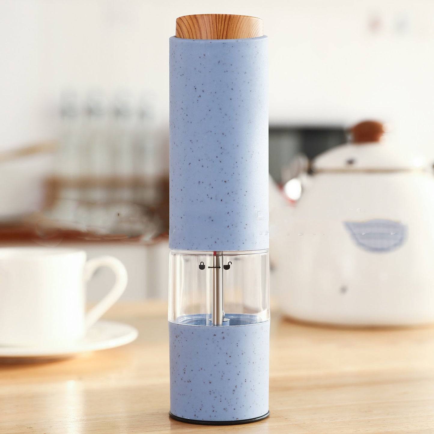 Electric Wheat Straw Spice & Pepper Grinder — Eco-Friendly, One-Hand Operation