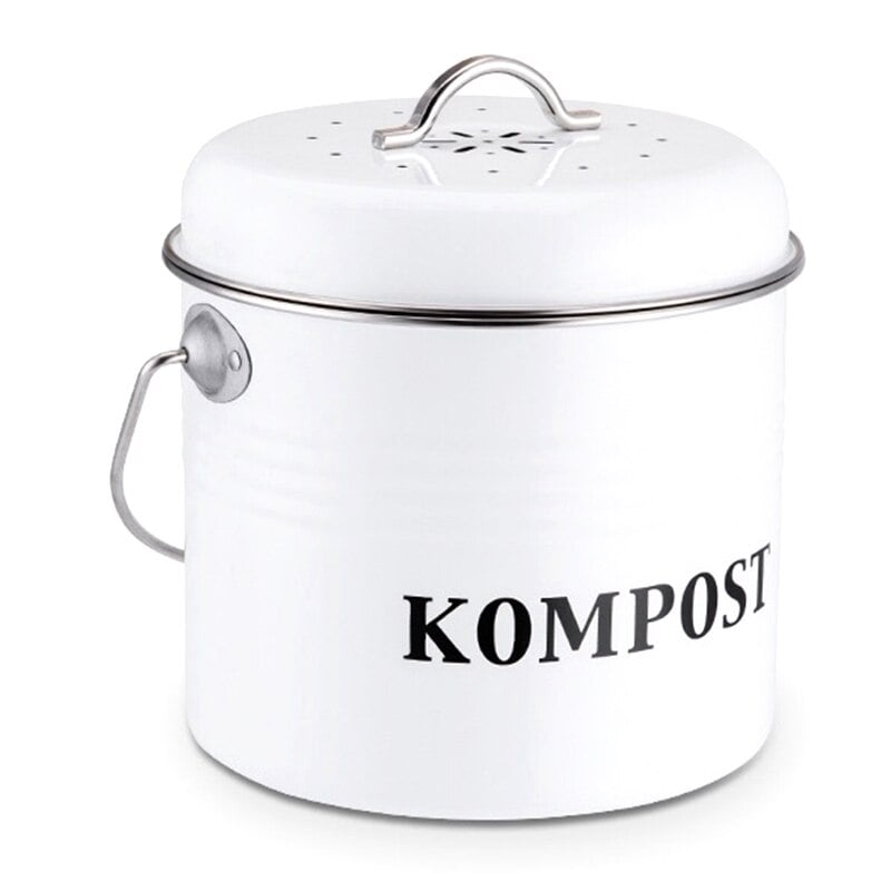 Kitchen Compost Bin — Steel, Activated Carbon Filter, Odor-Free