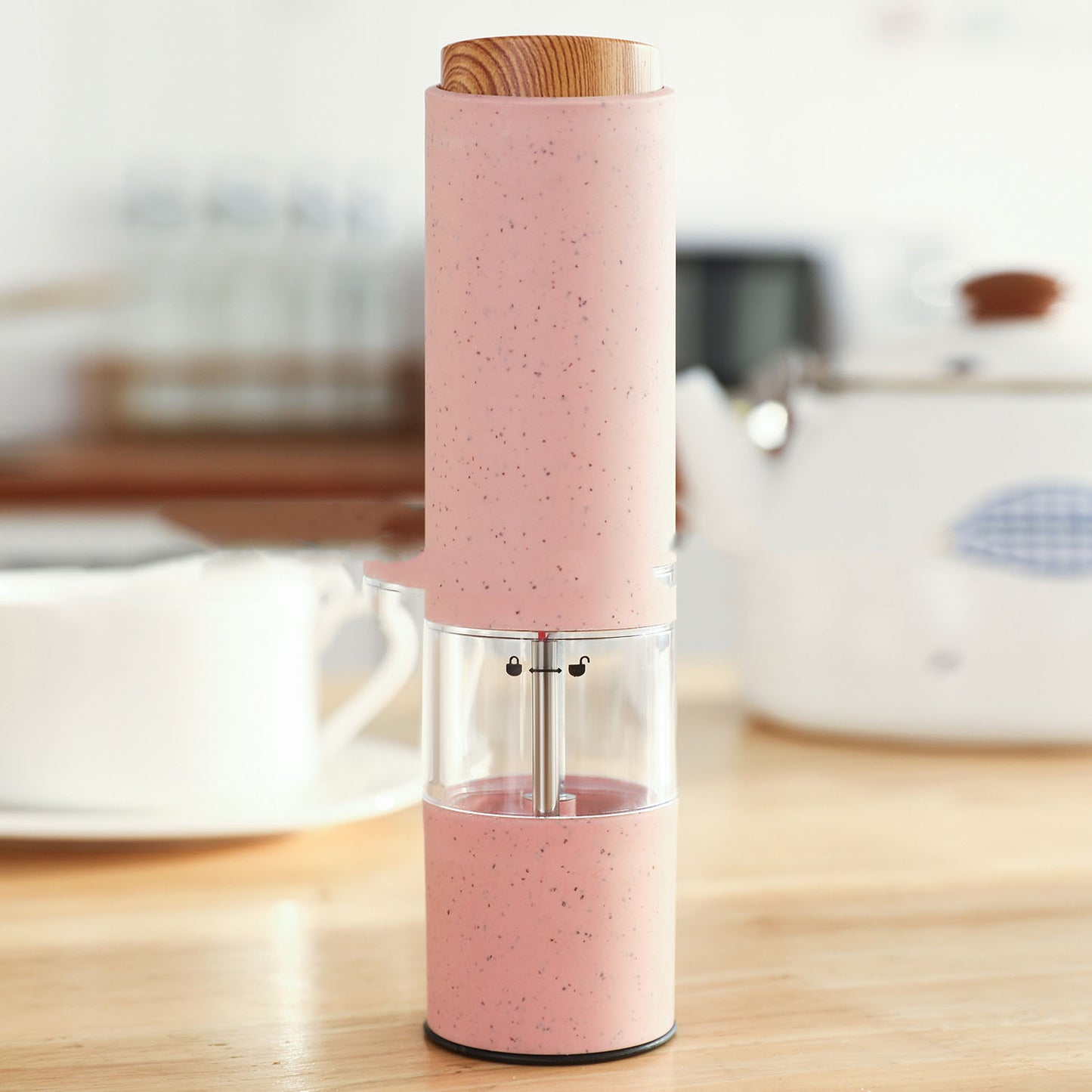Electric Wheat Straw Spice & Pepper Grinder — Eco-Friendly, One-Hand Operation
