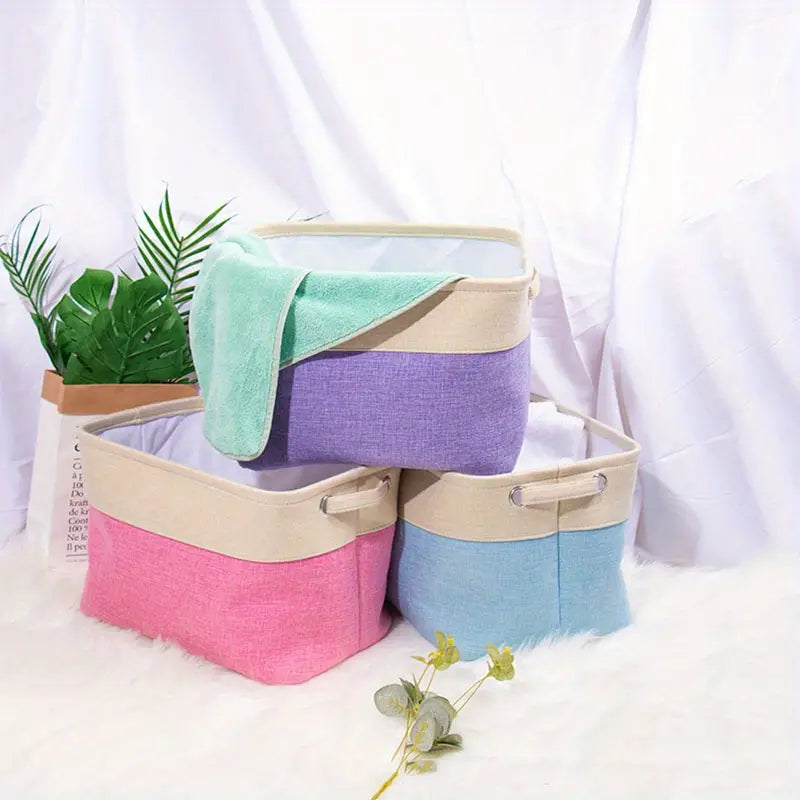 Compact Cotton Linen Organizer Box