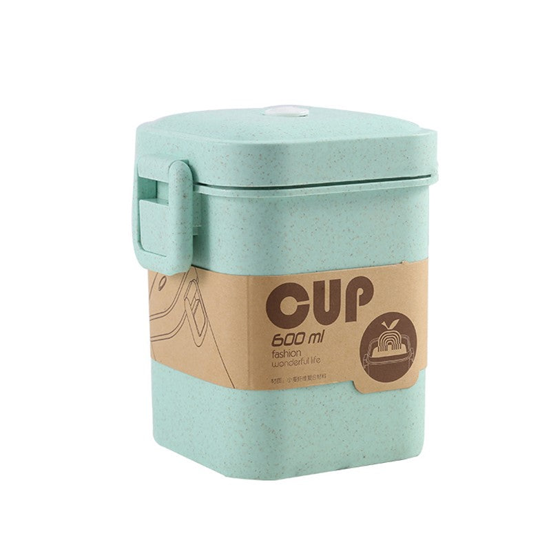 Wheat Straw Lunch Box — 600ml Eco-Friendly, Microwave-Safe