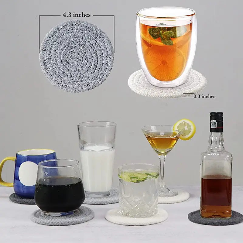 Artisan Woven Cotton Coasters - Highly Absorbent