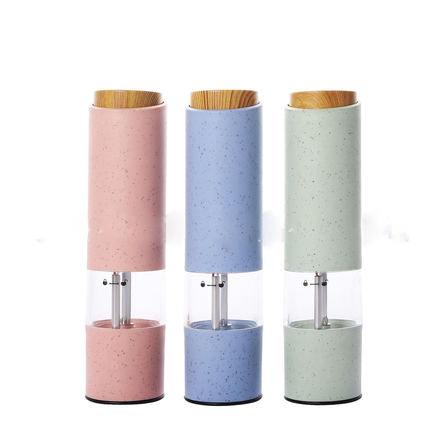 Electric Wheat Straw Spice & Pepper Grinder — Eco-Friendly, One-Hand Operation